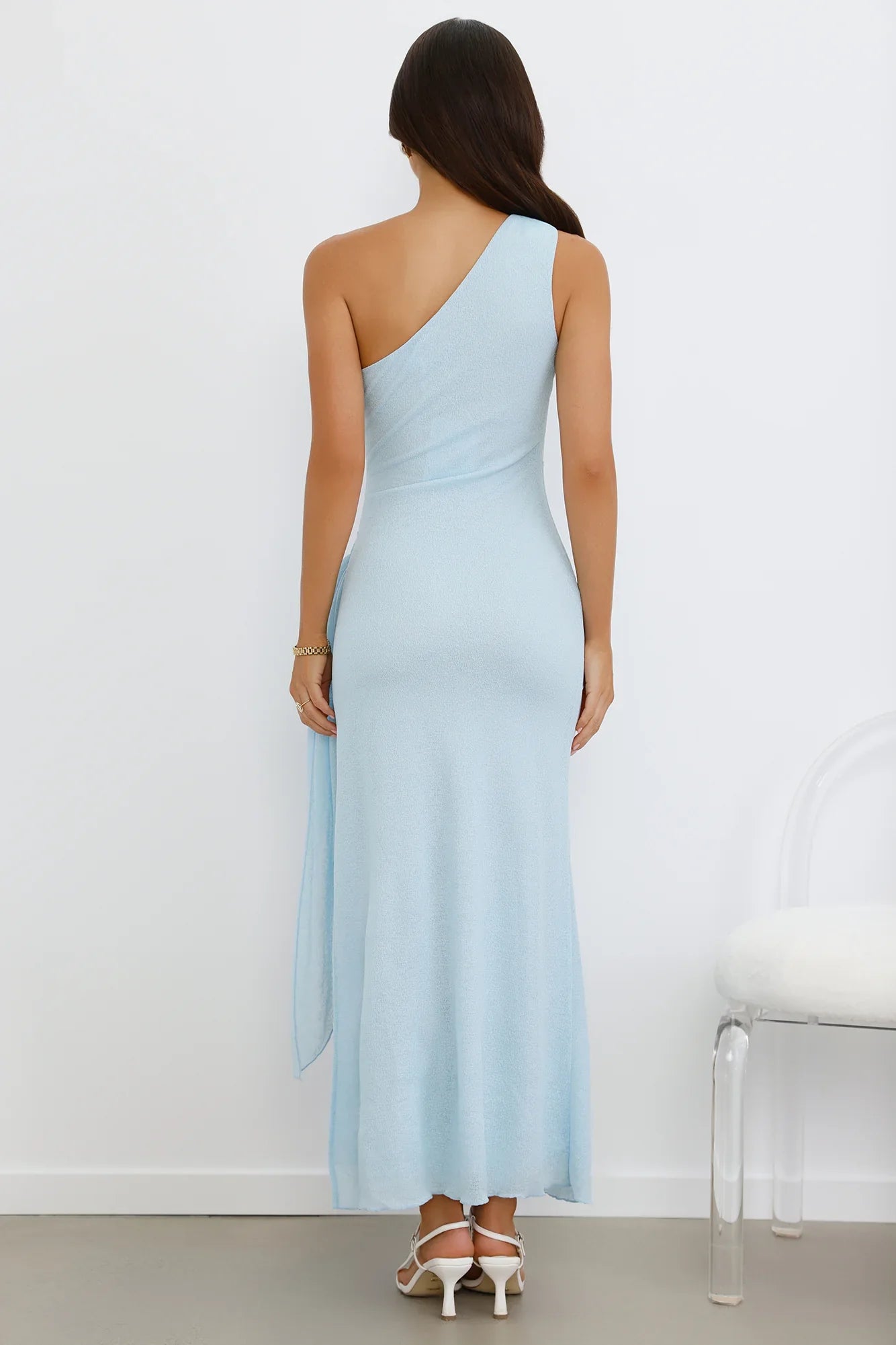 Tidal Dream One Shoulder Maxi Dress Blue